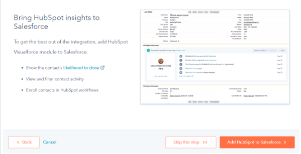 integration de hubpsot dans salesforce