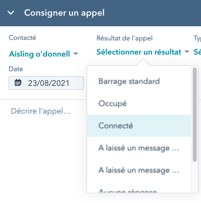 Résultat-dappel-HubSpot