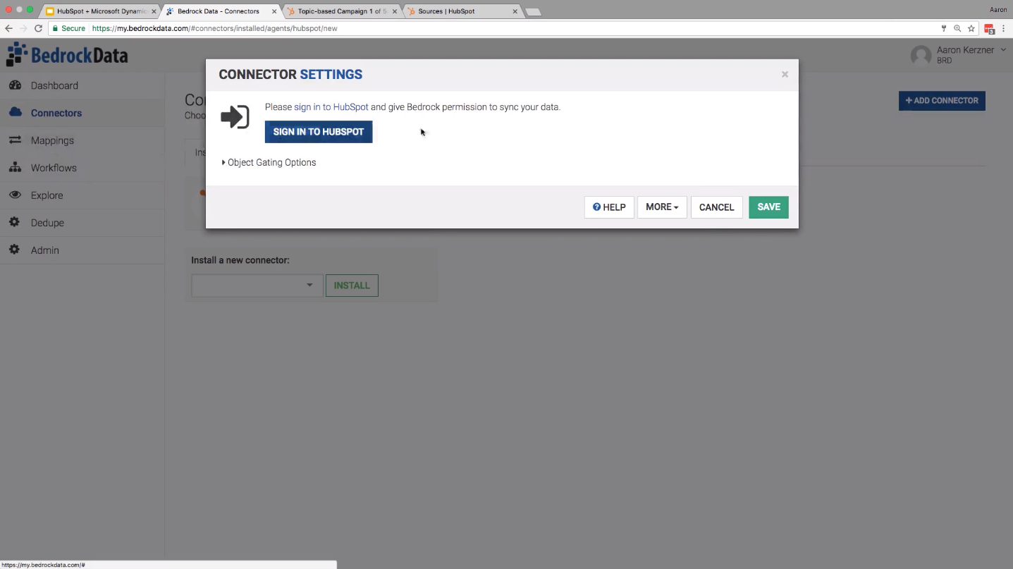 Sign up HubSpot Bedrock Data