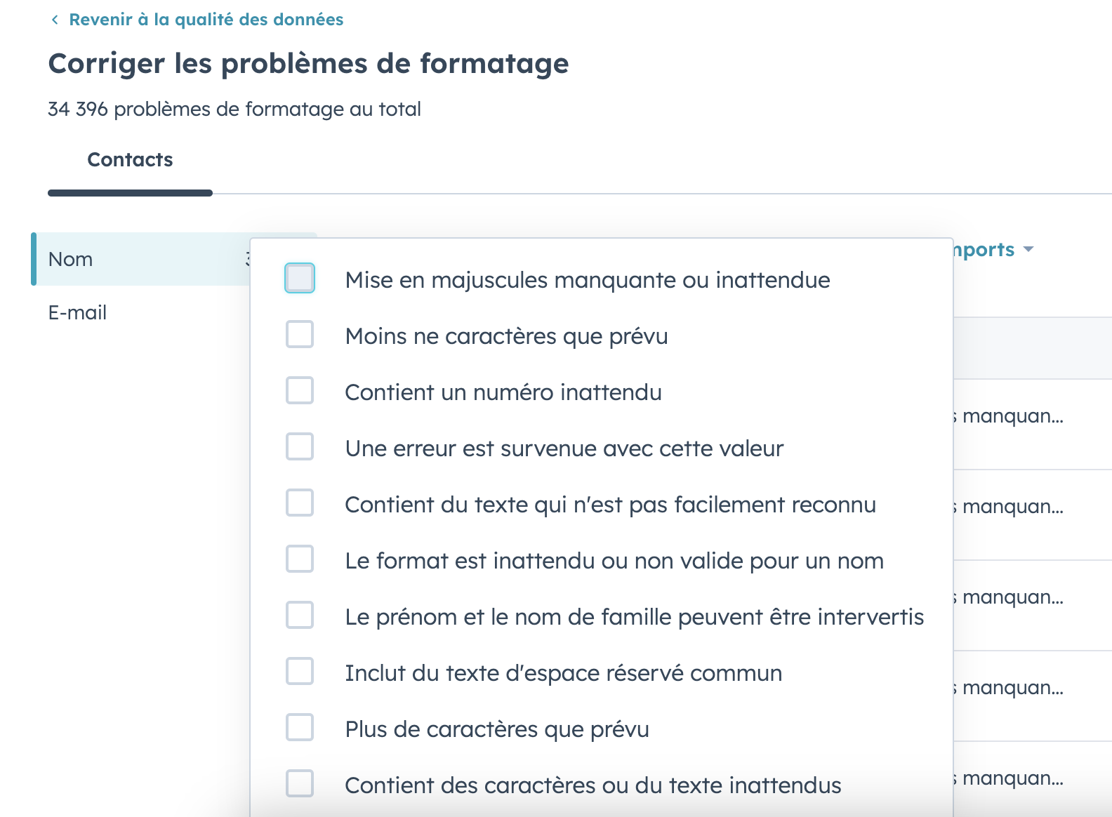 Corriger les problèmes de formatage_HubSpot
