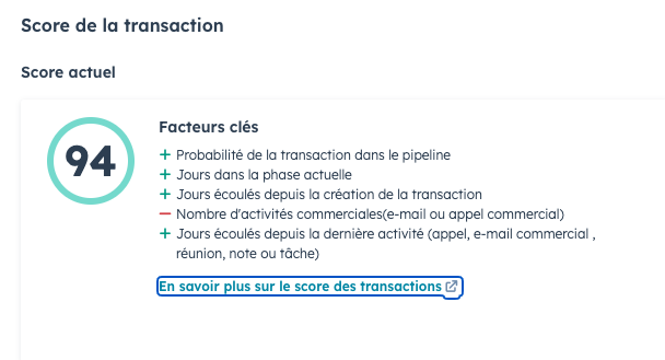 scores de transactions